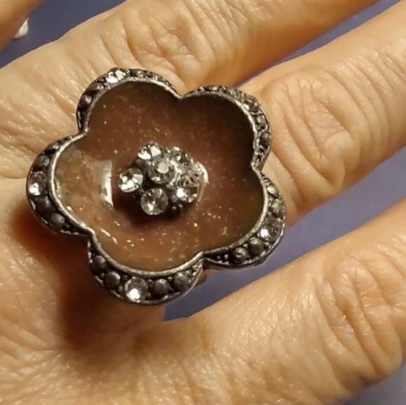 Super Adorable Floral Bling Ring Adjustable - Picture 2 of 5